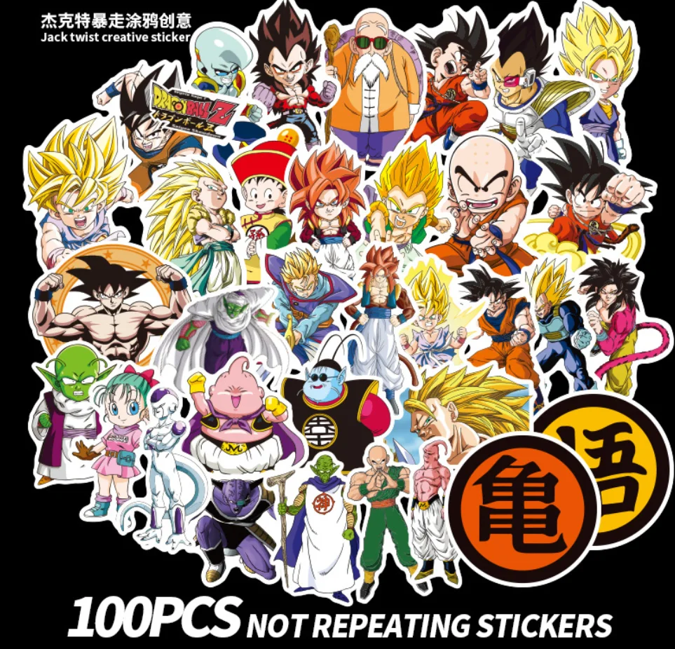 

100Pcs/Lot Anime Dragon Ball Z Super Saiyan Goku Stickers Decal For Laptop Phone