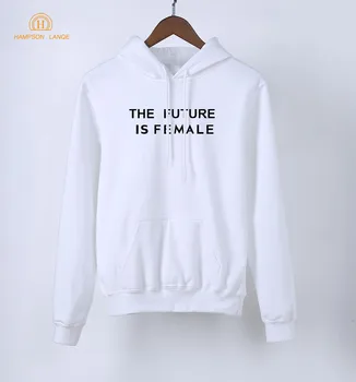 

HAMPSON LANQE The Future Is Female Slogan Print Hip Hop Hoodies Women 2020 Spring Punk Style Sweatshirt Kawaii White Pullovers