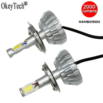

2pcs Car Headlight Bulb Ultra Bright H4/HB2/9003 COB LED Headlamp kit Fog Light 40W 2000LM 6000K White Automobile Driving Lamp