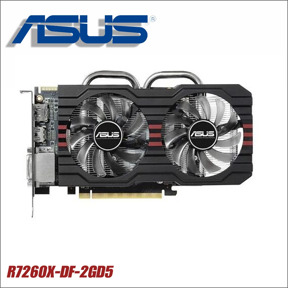 Б/у Asus R7260X-DF-2GD5 силовой кабель R7 260X2G DDR5 128Bit стационарного персонального компьютера Графика видеокарты R7260X R7 260 2GB GTX 750ti 750 1050