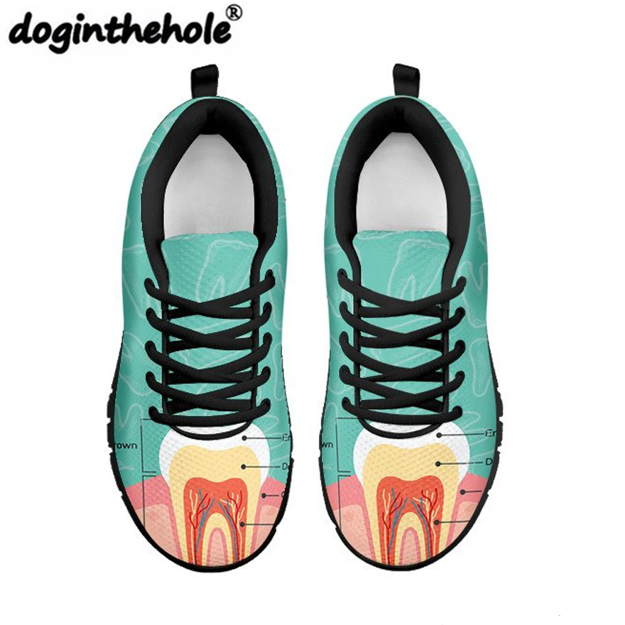 Kopen THIKIN Vrouwen Mode Schoenen Flats Voor Vrouwelijke 2018 Lente Tandarts Diagram Afdrukken Sneakers Hoge Kwaliteit Schoeisel Zapatos Mujer