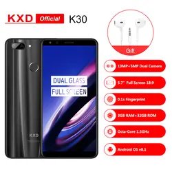 KXD K30 5,7 дюймовый смартфон двойной Стекло 18:9 HD + полный Экран Andriod8.0 MTK6750 Octa Core 1,5 Ghz 3g Оперативная память 32 GB отпечатков пальцев 4G телефон