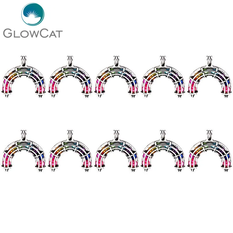 2 Sizes Vintage Retro 10pcs Rainbow Beads Cage Essential Oil Diffuser Aromatherapy Locket Pendant Charm for Pick a Pearl | Украшения и