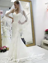 Formal New Fashion Sexy Backless Wedding Dress Fishtail Sweetheart Straps Sweep Train Tulle Bridal Gown With Appliques MF429