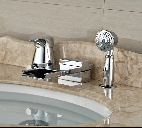 

LED Color Chorme Finish Tub Faucet Deck Mounted Shape Tap Hot&Cold Mixer Faucet