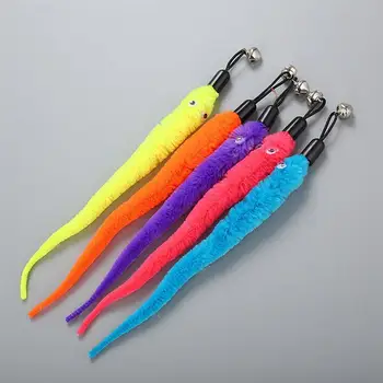 

1PC Cute Kitten Cat Toy Pet Caterpillar Handle Wand Teaser Chaser Feather Bell Dangler New Novelty Play Toys Random Color Sale
