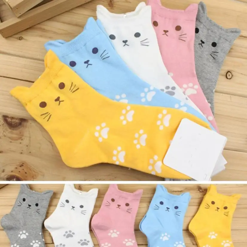 

Mooistar #3022D Cat Footprints Socks Cute Women's Fashion Cotton Tube Socks