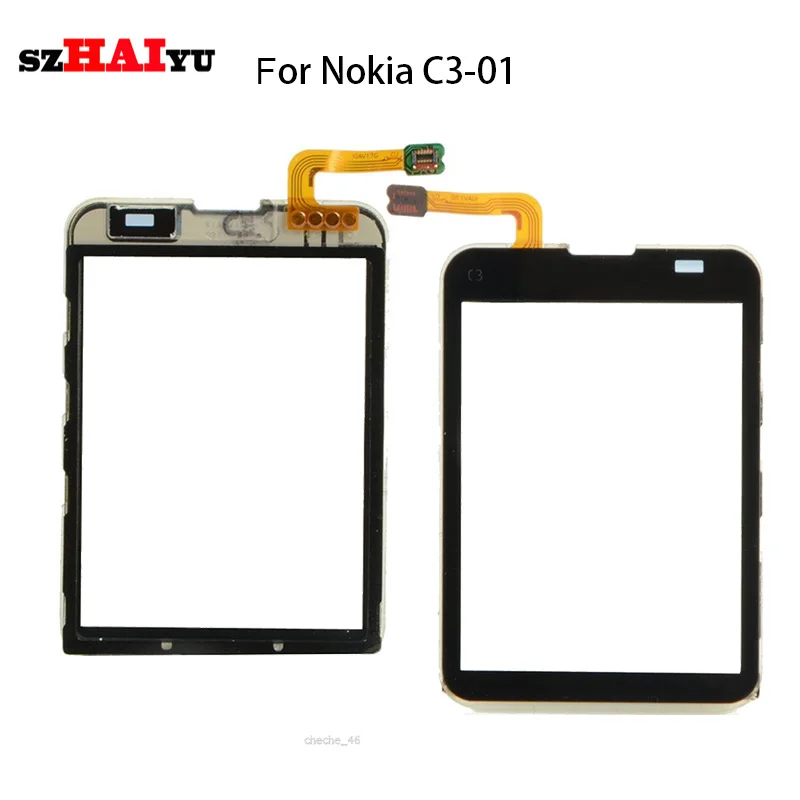 

SZHAIYU 3.0inch Top Front Digitizer Glass Panel for Nokia C3-01 C3 01 Touch Screen + Sticker + Free Tools /Quality A