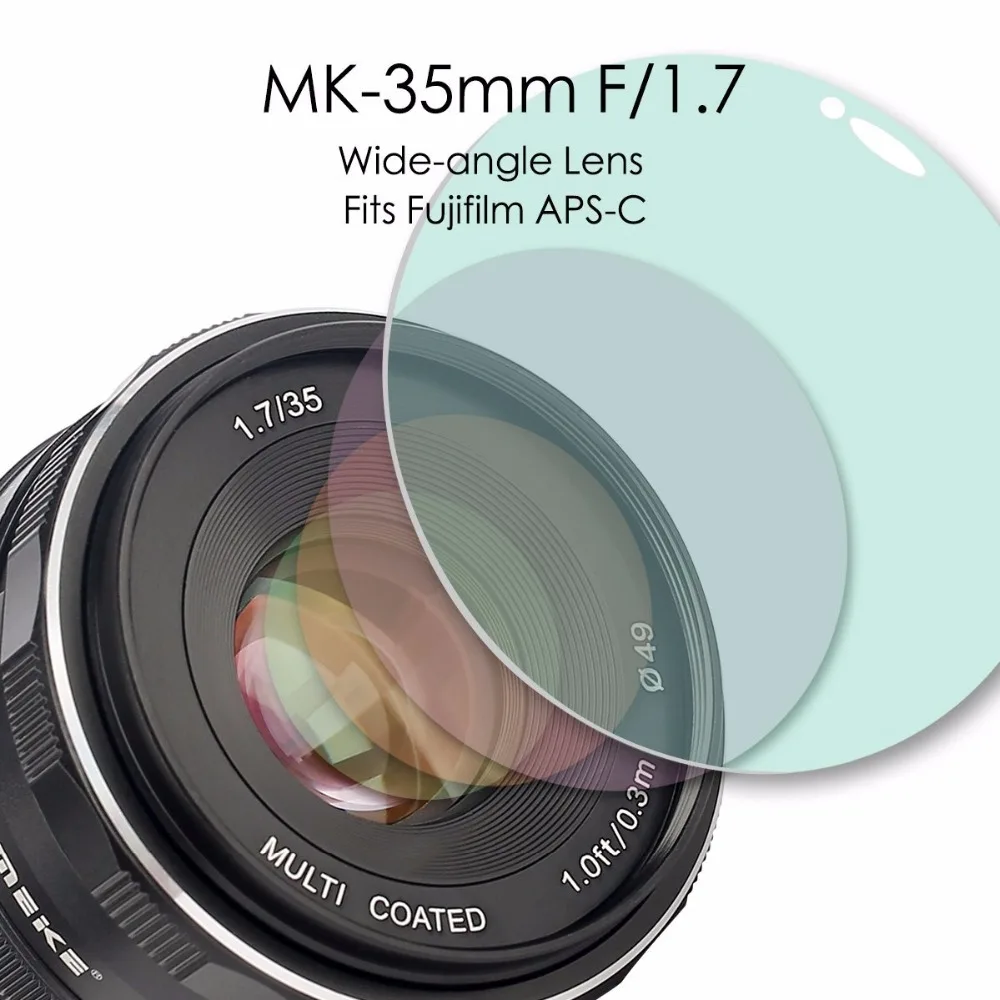 MEKE Meike 35 мм f1.7 APS-C объектив с большой апертурой ручной фокусировки Для беззеркальных камер Fuji X-T3/X-T20/X-T2/X-E3/E2/E1 X-T2/X-Pro2