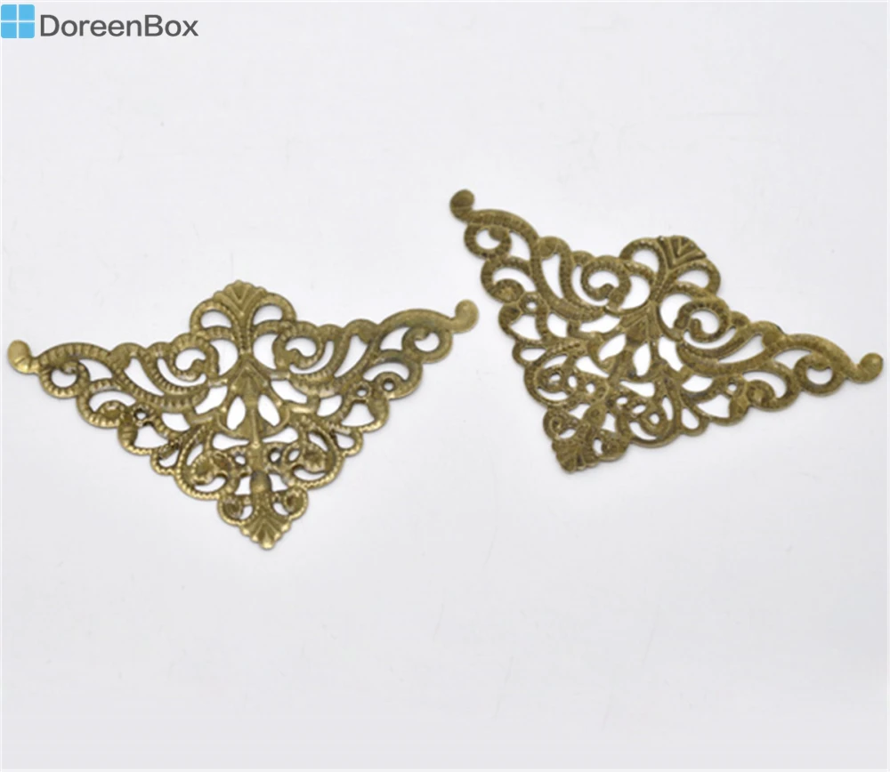 

Doreen Box Lovely 30 Bronze Tone Filigree Triangle Wraps Connectors (B13808)