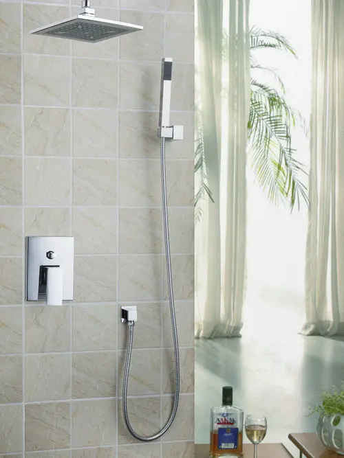 Ceilling Wall Mount Bathroom ABS Square Spray Rain Top/Hand-held Shower Head Set 57701A/1 Bath Tub Chrome Sink Faucets,Mixer Tap