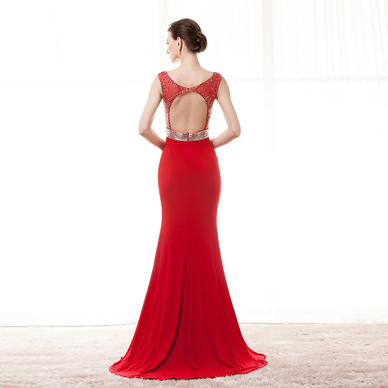 JaneVini 2018 атласное с юбкой-русалкой Длинные свадебные платья с круглым вырезом и вышивкой бисером спинки очаровательный красный высокого