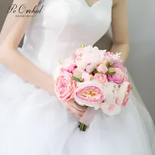 PEORCHID розовый букет невесты Искусственные цветы шелк Рамос дамас De Honor элегантный пион Свадебный для невесты