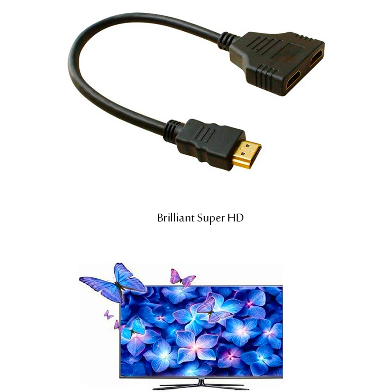 HDMI сплиттер кабель Мужской к HDMI Женский Y сплиттер адаптер для ноутбука HDMI HD LED LCD TV 30 см 1 в 2 сплиттер адаптер конвертер