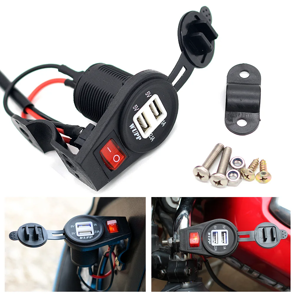 12 24V 3.1A Motorcycle Mobile Phone Charger Dual Usb Socket Charger