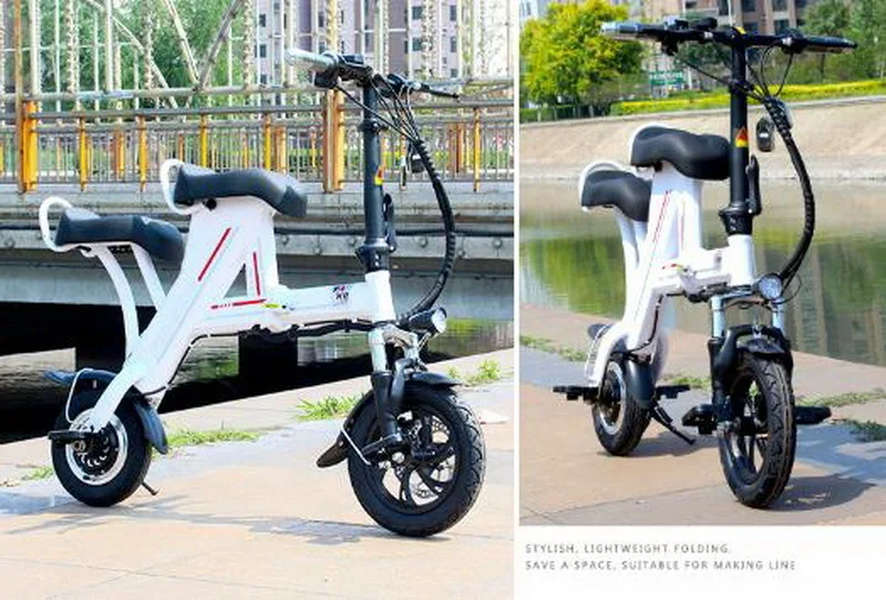 Excellent Venividivici Super light Mini-electric bike with Basket folding female small electric car lithium battery adult scooter 48