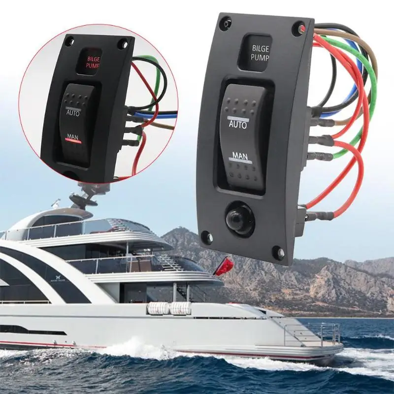 

Boat Marine BILGE PUMP AUTO/OFF/MANUAL Switch Panel with Circuit Breaker IP66 Match with SP33 Series Panels