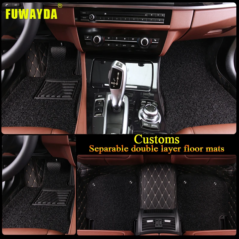 free shipping!!!luxury Double layer fabric Custom fit car floor mats