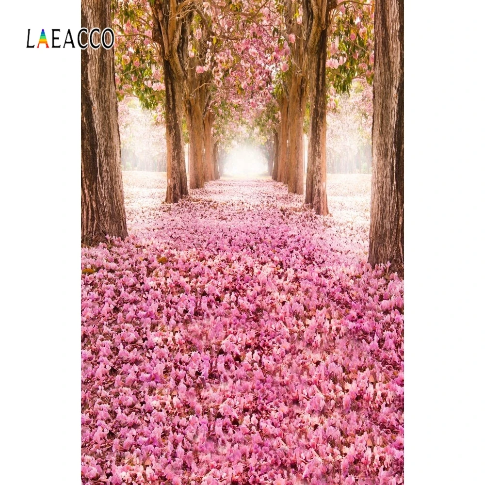 

Laeacco Floral Trees Pink Scenery Personalized Photocall Canvas Photography Backgrounds Photographic Backdrops For Photo Studio