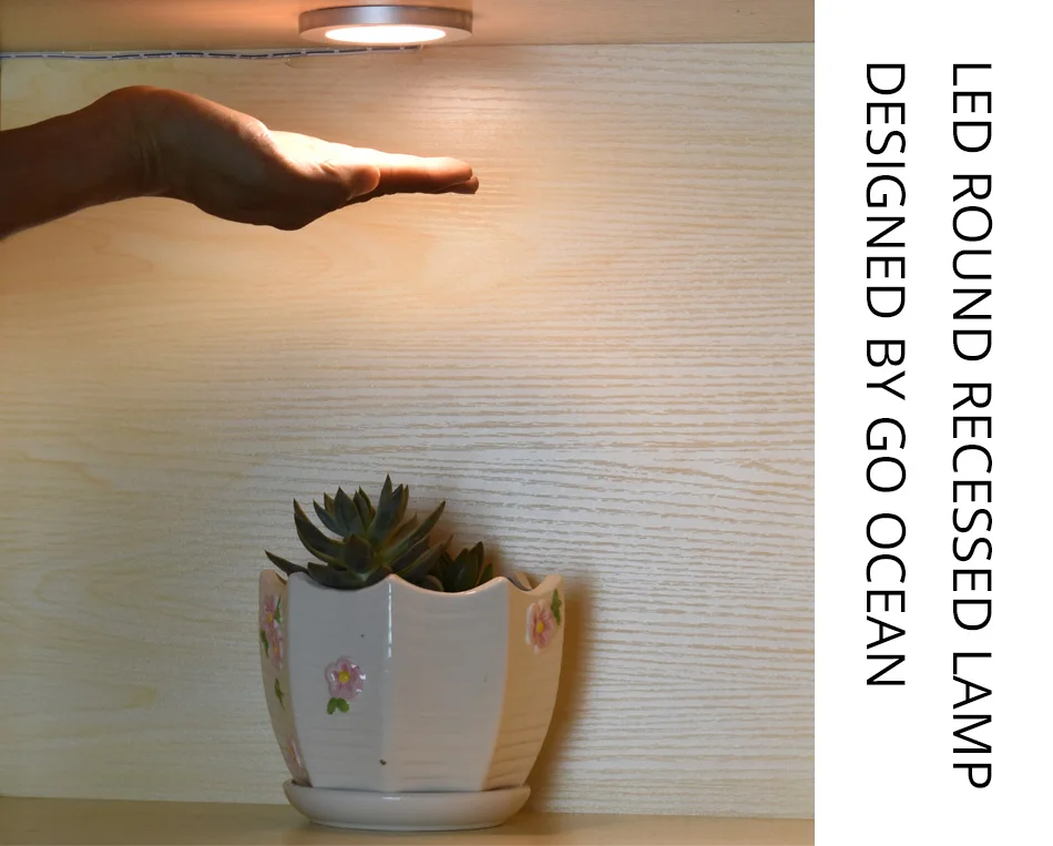Gold-Silver-White_01GO OCEAN LED Under Cabinet Lighting LED Lamp Aluminum Sensor Motion IR Kitchen Light Counter Lamps Round Puck Bookshelf Lights