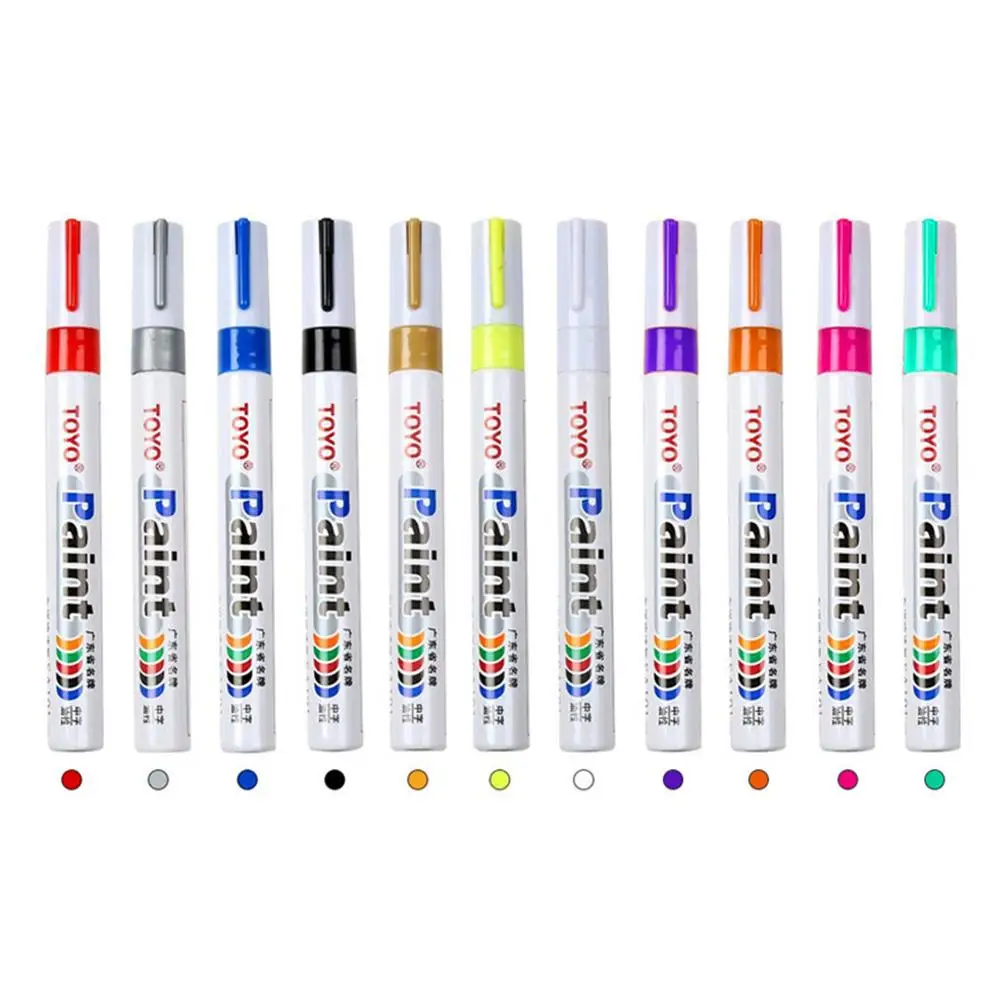 

11 Color Waterproof Car Wheel Tire Oily Car Paint Pen Painting Mark Pen Auto Rubber Tyre Tread CD Metal Permanent Paint Marker