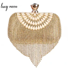 Роскошные вечерние сумки с кисточками в виде Луны, золотые и серебряные со стразами, женская сумка, повседневный клатч, свадебная мини-сумка на плечо, сумки