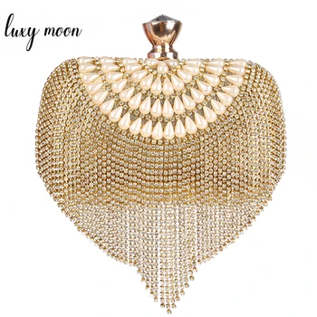 

Luxy Moon Tassel Dimaond Evening Bags Gold Silver Rhinestone Women Bag Day Clutch Purse Wedding Mini Shoulder Bag Handbags