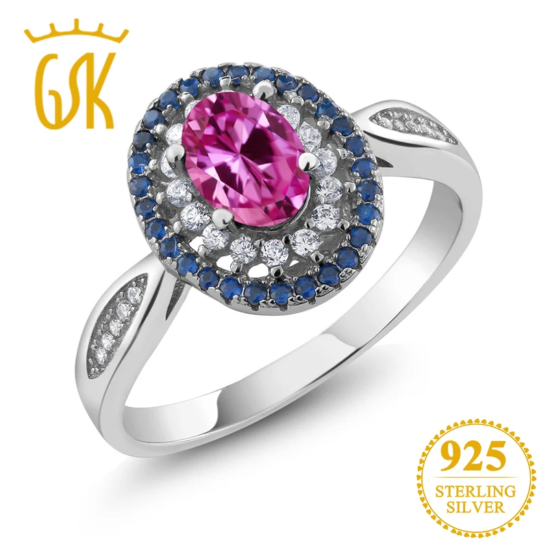 Сапфировое Ювелирное кольцо GemStoneKing 1 60 Ct овальное розовое сапфировое Halo Твердое