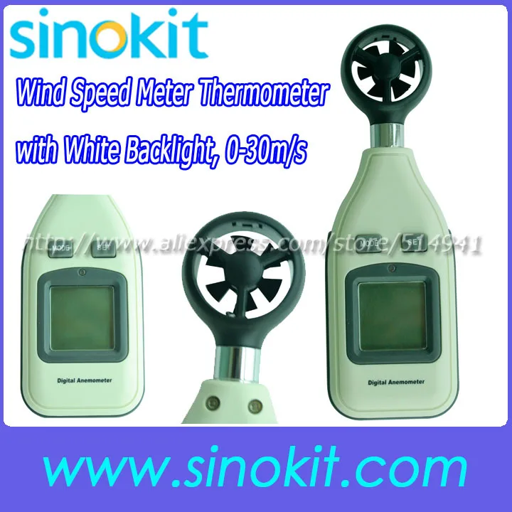

Portable Digital Anemometer Wind Speed Meter Thermometer with White Backlight 0-30m/s SK816A