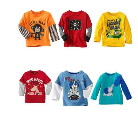 2016 tiskok Retail Brand 100 cotton kids clothes child t shirt clothing for baby boys long