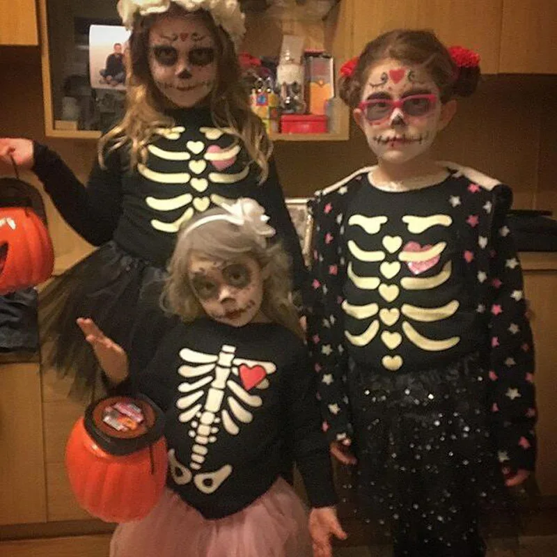 

Boy Girl Halloween Christmas Carnival Holiday Cosplay Bloodcurdling Skeleton Costume For Baby Kids Pajamas Christmas