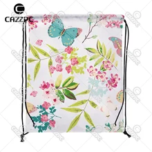 Акварель Красочные spring тропический цветок с бабочкой индивидуальный принт нейлон ткань шнурок рюкзак подарочный