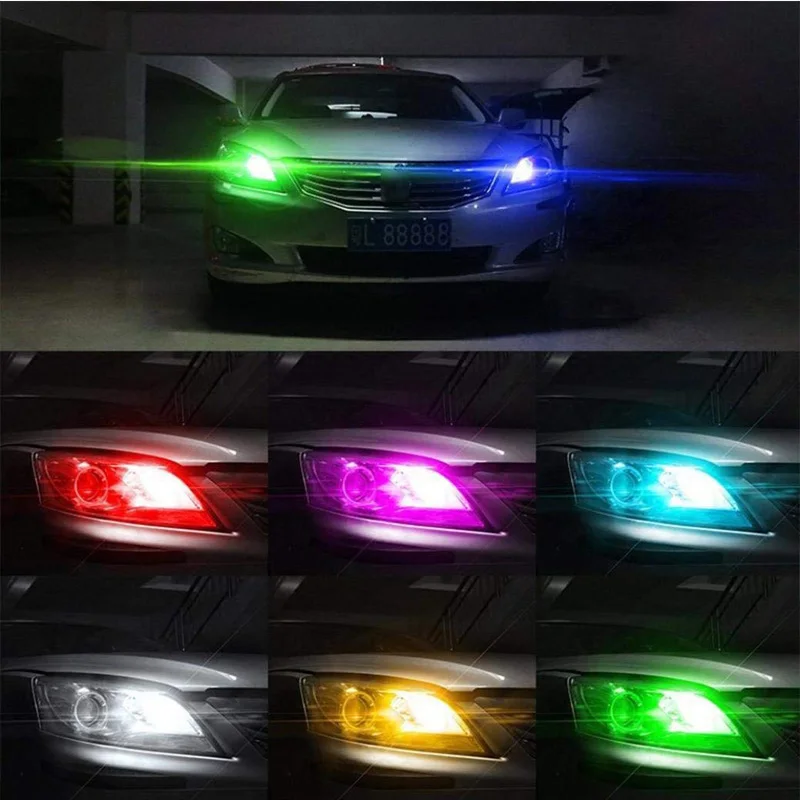 T10 W5W LED Bulb RGB Clearance Light Universal RGB COB 12SMD Colorful Multi Mode LED Bulbs With Remote Controller,For Car Interior Light Roof Light Trunk Light Interior Reading light Pack of 2