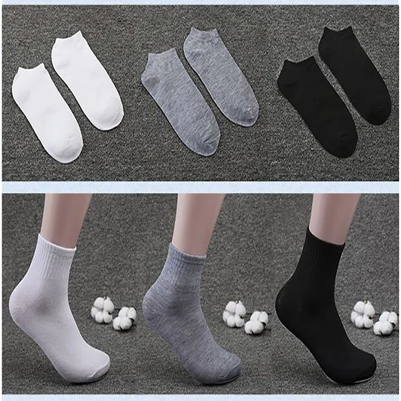 

1 Pair Non-slip Men's Boat Socks Male High Elastic Wear-resistant White Ankle Socks Spring and Summer Solid Color Cotton Socks