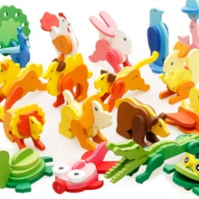 Деревянные 3d головоломки DIY игрушка обучающая модель животного детская игра для детей infantiles jouet bois enfant brain teaser подарки
