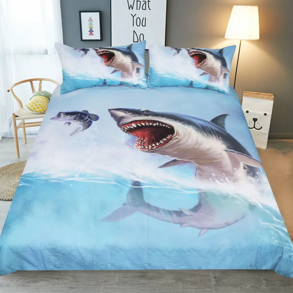 Fanaijia 3D Bedding Set queen size ocean shark duvet cover sets for