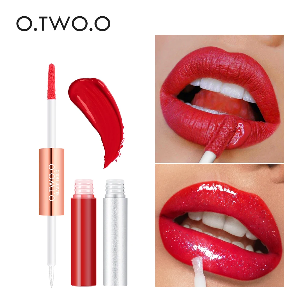 

O.TWO.O 2 in 1 Matte Glitter Lipgloss Lip Gloss Set Velvet Lip Tint Moisturizer Long Lasting Shine Shimmer Liquid Lipstick