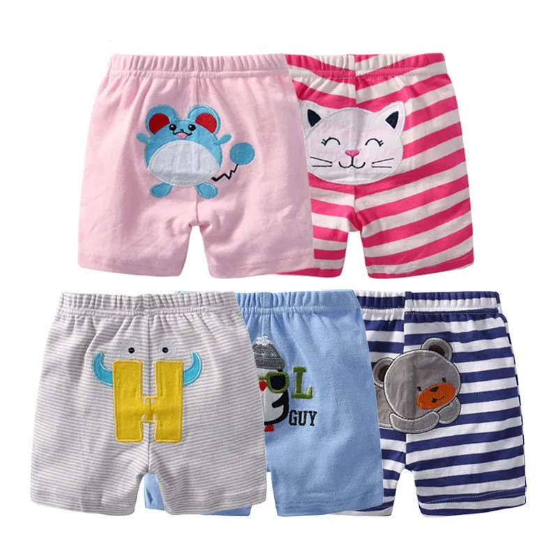 5pcs/lot 100 Cotton Baby Shorts Newborn Baby Boys Cartoon Pants Summer