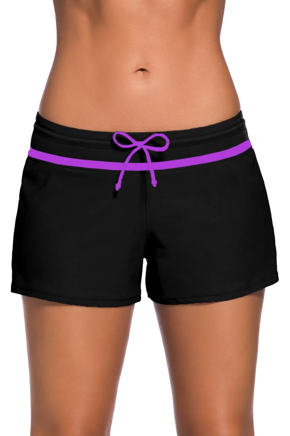 Violet-Strap-Trim-Black-Women-Swim-Boardshort-LC41977-202-1