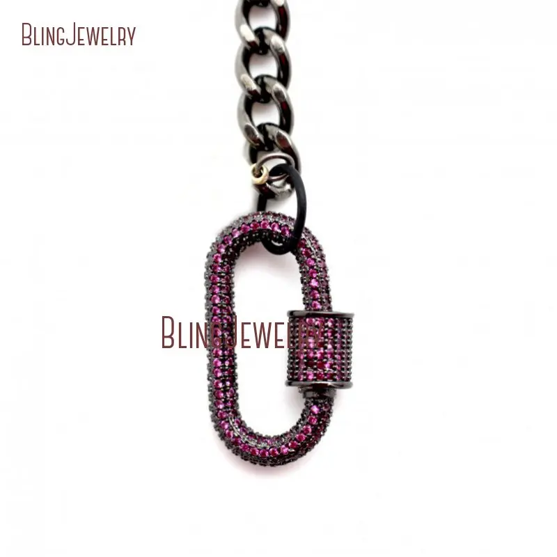 20190404-NM26353-micro pave screw clasp gunmetal plated chain necklace carabiner lock necklace_16