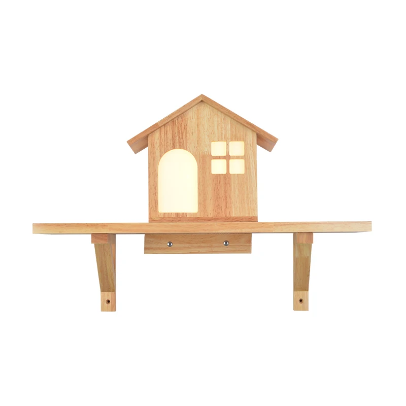 

Wooden LED wall lamp garden decor wall hanging lamp wooden bedroom bedside lamp personality children room lighting mx4221559
