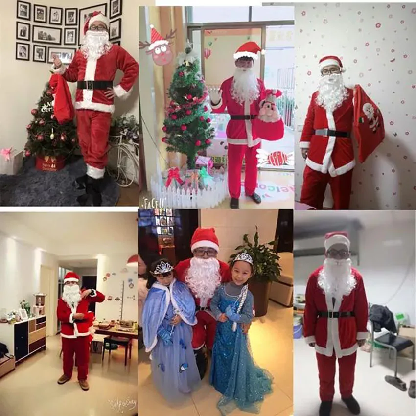 Взрослый костюм Санта-Клауса для мужчин, новогоднее платье Санта-Клауса для женщин, нарядная Рождественская одежда для выступлений, маскарадная одежда для рождественской вечеринки