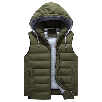

Plus size 4xl-8xl New winter Autumn Sleeveless Jacket for Men Fashion Warm Hooded Male Vest Plus Size Mens Work Vests Waistcoat