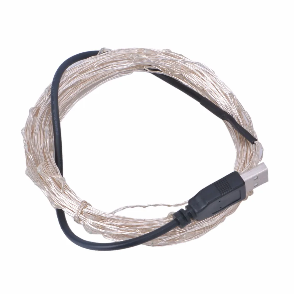 USB светодиодная гирлянда 10 м 5 медная проволока водонепроницаемая для улицы