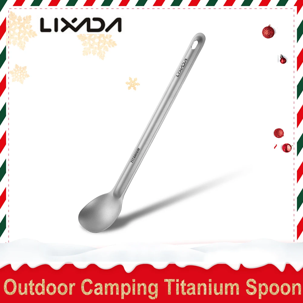 

Lixada Ta8119 Titanium Spoon Long Handle Spoon Outdoor Camping Titanium Spork Camping Tableware Picnic Spoon with Polished Bowl