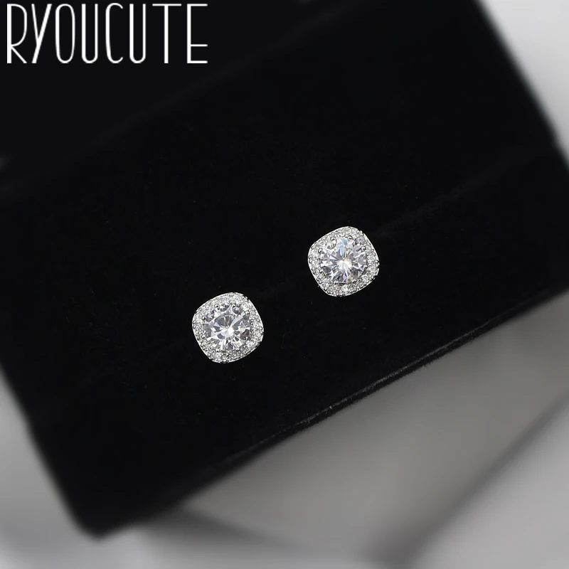 

Korean New 925 Sterling Silver Square Cubic Zirconia Earrings for Women Rhinestone Earrings Pendientes Brincos Wedding Jewelry