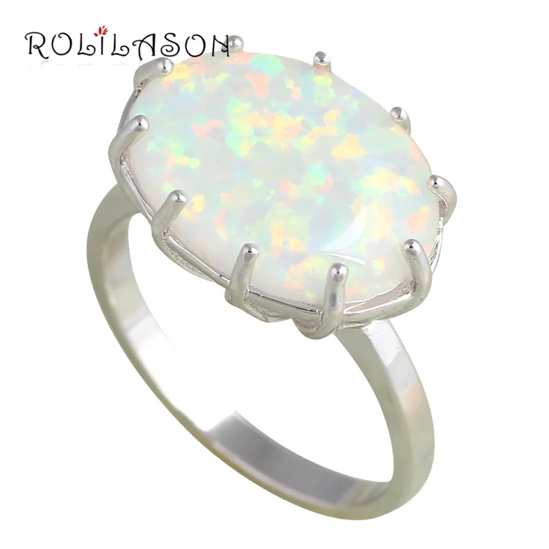 

Huge Oval Rings Popular online White fire Opal Silver Stamped Ring Fashion Jewelry Rings USA size #6 #7 #8 #9 OR613