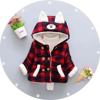 Новинка года, зимнее утепленное Детское пальто с камуфляжным шарфом для маленьких девочек куртка с маленьким кроликом одежда для детей возрастом от 0 до 4 лет - Цвет: H21-red