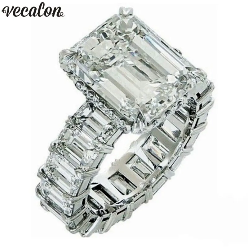 Comprar Anillo de plata de ley 2019 de la princesa de la vendimia de Vecalon 925 6ct AAAAA Cz anillos de compromiso para las mujeres joyería de dedo