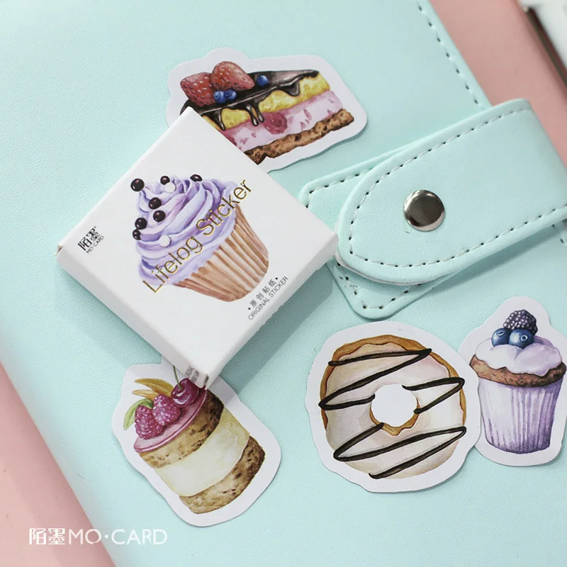 

D46 45pcs /Pack Sweet Cake Dessert Adhesive Stickers DIY Tool Decorative Stick Label Decor Bookmark